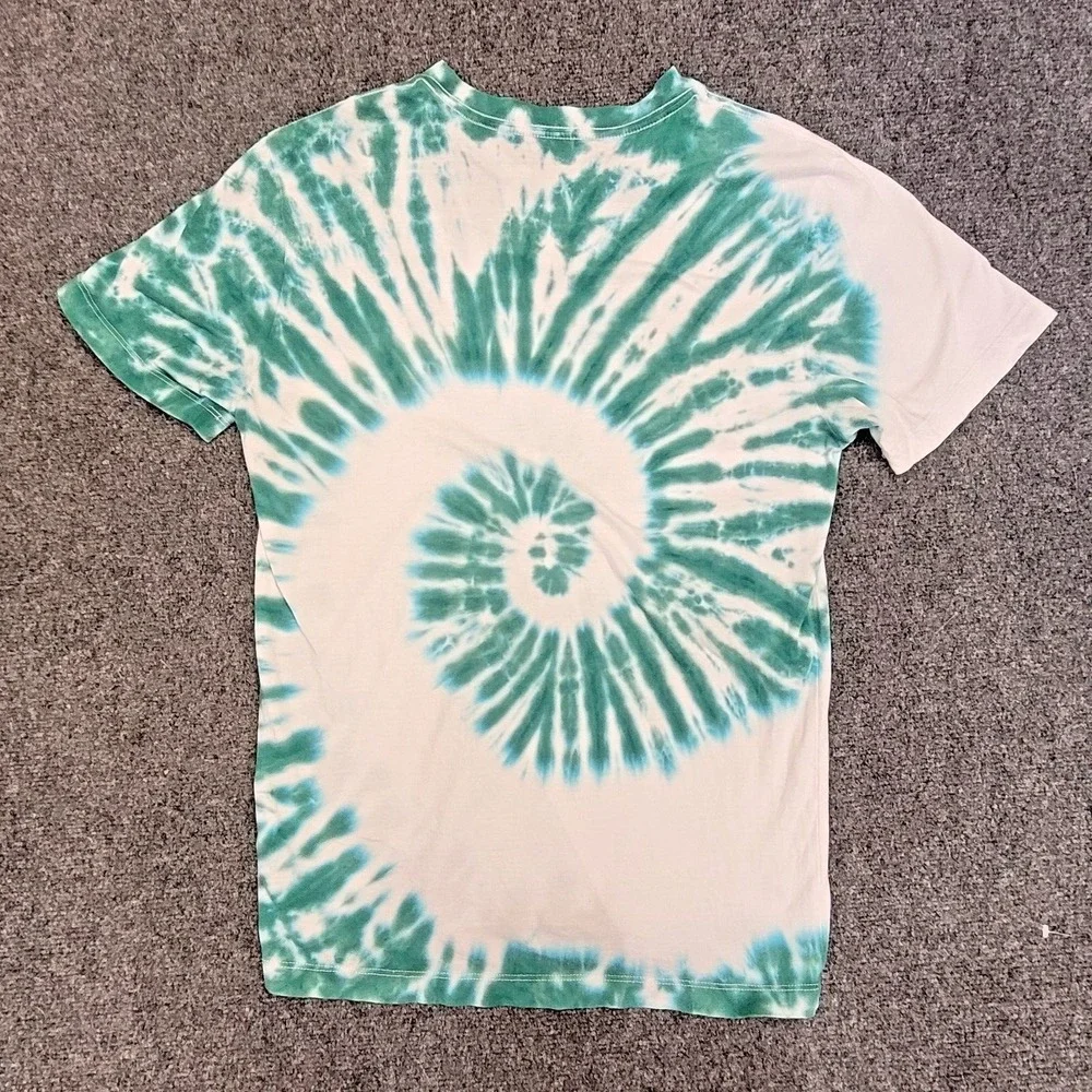 True Religion Tie‎ Dye Graphic T Shirt Size Small Green White Buddha Logo 2002